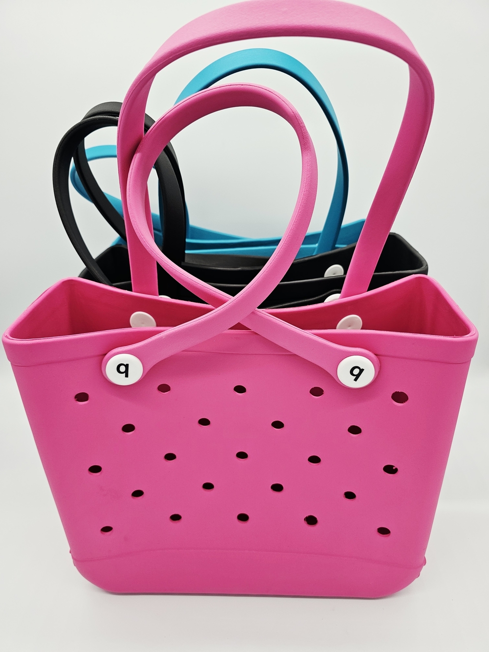 Pink Perforated Tote Bag with Double Handles